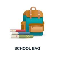 School Bag icon. 3d illustration from back to school collection. Creative School Bag 3d icon for web design, templates, infographics and more vector