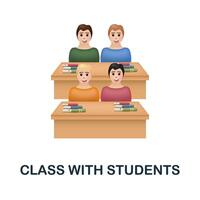 Class With Students icon. 3d illustration from back to school collection. Creative Class With Students 3d icon for web design, templates, infographics and more vector