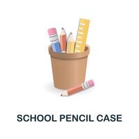 School Pencil Case icon. 3d illustration from back to school collection. Creative School Pencil Case 3d icon for web design, templates, infographics and more vector