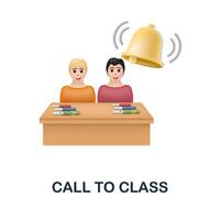 Call To Class icon. 3d illustration from back to school collection. Creative Call To Class 3d icon for web design, templates, infographics and more vector