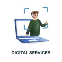 Digital Services icon. 3d illustration from digitalization collection. Creative Digital Services 3d icon for web design, templates, infographics and more vector