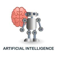 Artificial Intelligence icon. 3d illustration from digitalization collection. Creative Artificial Intelligence 3d icon for web design, templates, infographics and more vector