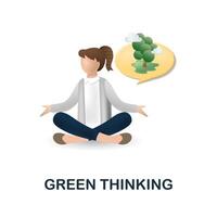 verde pensando icono. 3d ilustración desde ecología y energía recopilación. creativo verde pensando 3d icono para web diseño, plantillas, infografia y más vector