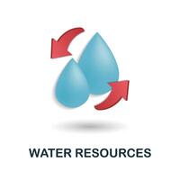 Water Resources icon. 3d illustration from ecology and energy collection. Creative Water Resources 3d icon for web design, templates, infographics and more vector