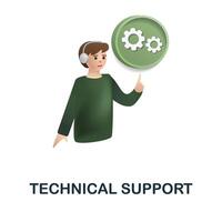 Technical Support icon. 3d illustration from customer support collection. Creative Technical Support 3d icon for web design, templates, infographics and more vector