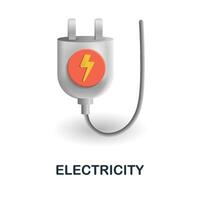 Electricity icon. 3d illustration from ecology and energy collection. Creative Electricity 3d icon for web design, templates, infographics and more vector