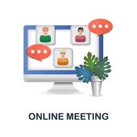 Online Meeting icon. 3d illustration from discussion collection. Creative Online Meeting 3d icon for web design, templates, infographics and more vector