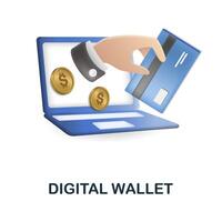 Digital Wallet icon. 3d illustration from fintech industry collection. Creative Digital Wallet 3d icon for web design, templates, infographics and more vector