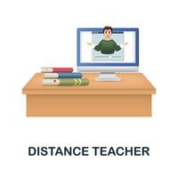 Distance Teacher icon. 3d illustration from e-learning collection. Creative Distance Teacher 3d icon for web design, templates, infographics and more vector