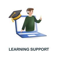 Learning Support icon. 3d illustration from e-learning collection. Creative Learning Support 3d icon for web design, templates, infographics and more vector