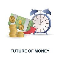 Future Of Money icon. 3d illustration from fintech industry collection. Creative Future Of Money 3d icon for web design, templates, infographics and more vector