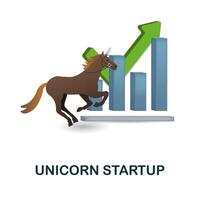 unicornio puesta en marcha icono. 3d ilustración desde fintech industria recopilación. creativo unicornio puesta en marcha 3d icono para web diseño, plantillas, infografia y más vector