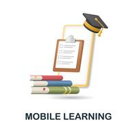 Mobile Learning icon. 3d illustration from e-learning collection. Creative Mobile Learning 3d icon for web design, templates, infographics and more vector