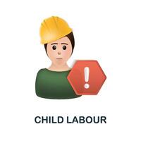 Child Labour icon. 3d illustration from esg collection. Creative Child Labour 3d icon for web design, templates, infographics and more vector