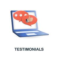 Testimonials icon. 3d illustration from feedback collection. Creative Testimonials 3d icon for web design, templates, infographics and more vector