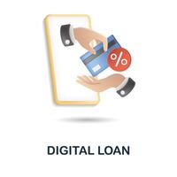 Digital Loan icon. 3d illustration from fintech collection. Creative Digital Loan 3d icon for web design, templates, infographics and more vector