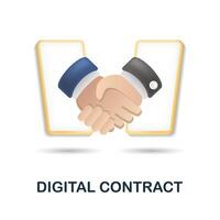 Digital Contract icon. 3d illustration from fintech collection. Creative Digital Contract 3d icon for web design, templates, infographics and more vector