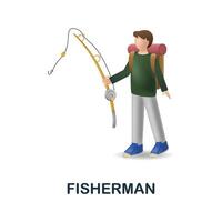 Fisherman icon. 3d illustration from fishing collection. Creative Fisherman 3d icon for web design, templates, infographics and more vector