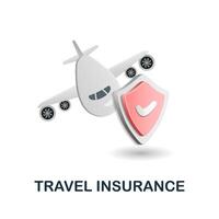 Travel Insurance icon. 3d illustration from insurance collection. Creative Travel Insurance 3d icon for web design, templates, infographics and more vector