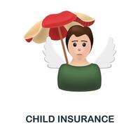 Child Insurance icon. 3d illustration from insurance collection. Creative Child Insurance 3d icon for web design, templates, infographics and more vector