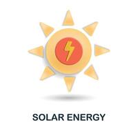 Solar Energy icon. 3d illustration from global warming collection. Creative Solar Energy 3d icon for web design, templates, infographics and more vector