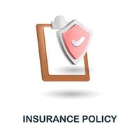 Insurance Policy icon. 3d illustration from insurance collection. Creative Insurance Policy 3d icon for web design, templates, infographics and more vector