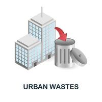 Urban Wastes icon. 3d illustration from global warming collection. Creative Urban Wastes 3d icon for web design, templates, infographics and more vector