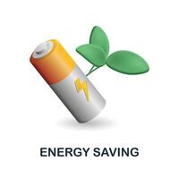 Energy Saving icon. 3d illustration from global warming collection. Creative Energy Saving 3d icon for web design, templates, infographics and more vector