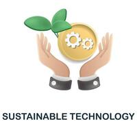 Sustainable Technology icon. 3d illustration from global warming collection. Creative Sustainable Technology 3d icon for web design, templates, infographics and more vector