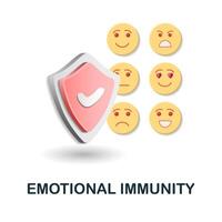 Emotional Immunity icon. 3d illustration from human productivity collection. Creative Emotional Immunity 3d icon for web design, templates, infographics and more vector