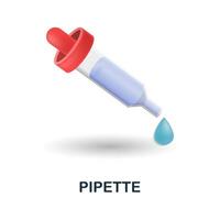 Pipette icon. 3d illustration from medicine collection. Creative Pipette 3d icon for web design, templates, infographics and more vector