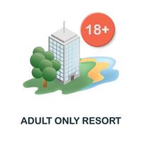 Adult Only Resort icon. 3d illustration from resorts collection. Creative Adult Only Resort 3d icon for web design, templates, infographics and more vector