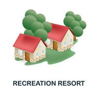 Recreation Resort icon. 3d illustration from resorts collection. Creative Recreation Resort 3d icon for web design, templates, infographics and more vector