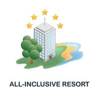 All-Inclusive Resort icon. 3d illustration from resorts collection. Creative All-Inclusive Resort 3d icon for web design, templates, infographics and more vector