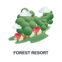 Forest Resort icon. 3d illustration from resorts collection. Creative Forest Resort 3d icon for web design, templates, infographics and more vector