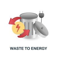 Waste To Energy icon. 3d illustration from smart city collection. Creative Waste To Energy 3d icon for web design, templates, infographics and more vector