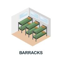 Barracks icon. 3d illustration from war collection. Creative Barracks 3d icon for web design, templates, infographics and more vector