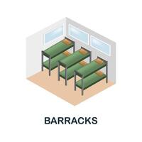 Barracks icon. 3d illustration from war collection. Creative Barracks 3d icon for web design, templates, infographics and more vector