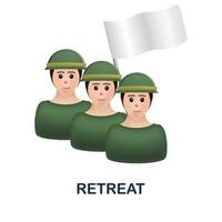 Retreat icon. 3d illustration from war collection. Creative Retreat 3d icon for web design, templates, infographics and more vector