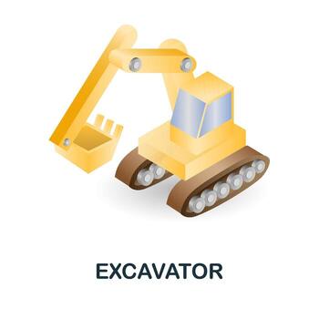 Excavator icon. 3d illustration from construction instruments collection. Creative Excavator 3d icon for web design, templates, infographics and more vector