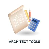 Architect Tools icon. 3d illustration from construction instruments collection. Creative Architect Tools 3d icon for web design, templates, infographics and more vector