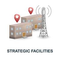 Strategic Facilities icon. 3d illustration from war collection. Creative Strategic Facilities 3d icon for web design, templates, infographics and more vector