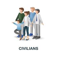 Civilians icon. 3d illustration from war collection. Creative Civilians 3d icon for web design, templates, infographics and more vector