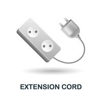 Extension Cord icon. 3d illustration from construction instruments collection. Creative Extension Cord 3d icon for web design, templates, infographics and more vector