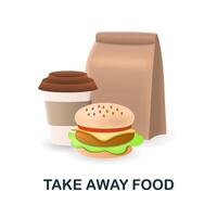 Take Away Food icon. 3d illustration from fast food collection. Creative Take Away Food 3d icon for web design, templates, infographics and more vector