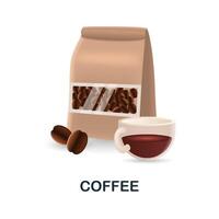 Coffee icon. 3d illustration from food market collection. Creative Coffee 3d icon for web design, templates, infographics and more vector