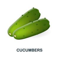 Cucumbers icon. 3d illustration from food market collection. Creative Cucumbers 3d icon for web design, templates, infographics and more vector