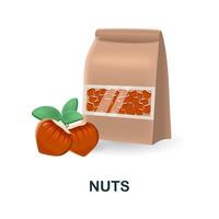 Nuts icon. 3d illustration from food market collection. Creative Nuts 3d icon for web design, templates, infographics and more vector