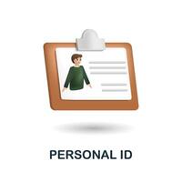 Personal Id icon. 3d illustration from security collection. Creative Personal Id 3d icon for web design, templates, infographics and more vector