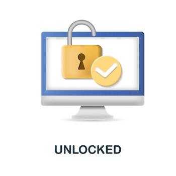 Unlocked icon. 3d illustration from security collection. Creative Unlocked 3d icon for web design, templates, infographics and more vector